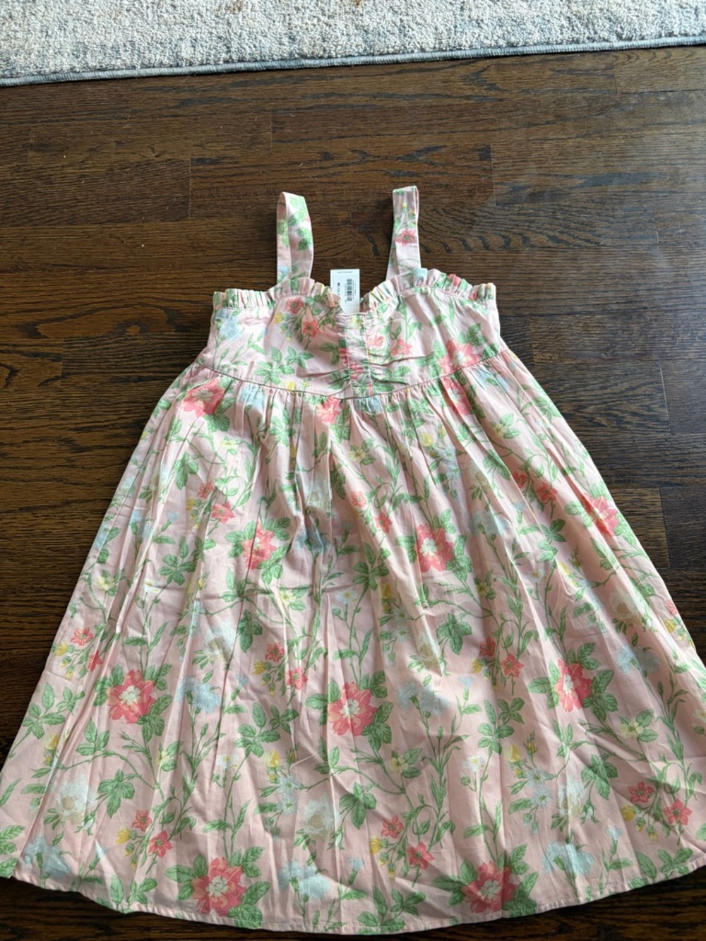 Janie and Jack Pastel Pink Floral Dress with Green Leaves